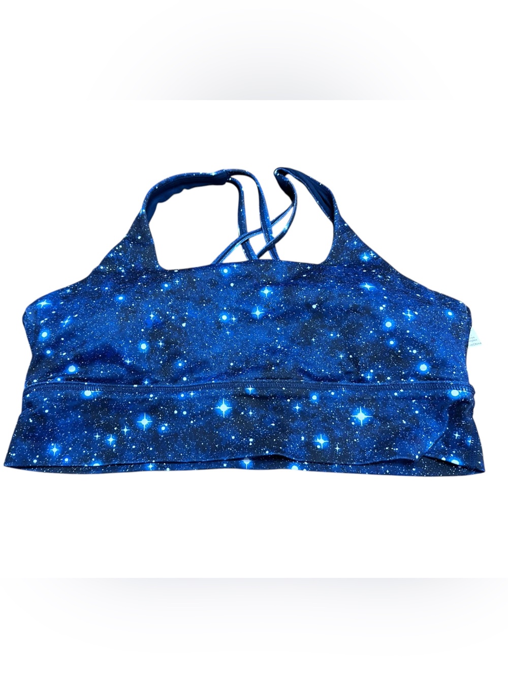 CVG Galaxy large sports bra 
Blue Galaxy Print Strappy Constantly Varied Gear